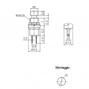 Interruttore miniatura a pulsante momentaneo, ON (OFF), 2 terminali