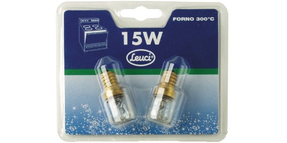 Lampadina per forno 230V E14 15W confezione da due pezzi
