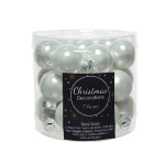 Mini palline in vetro bianco 25mm box 24 pezzi, 12 matt/12 lucide