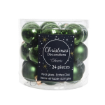 Mini palline in vetro p.green 25mm box 24 pezzi, 12matt/12 lucide