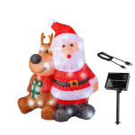 Babbo Natale e renna luminosa in acrilico 40cm con pannello solare