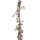 Ghirlanda con foglie e bacche rosse 130cm